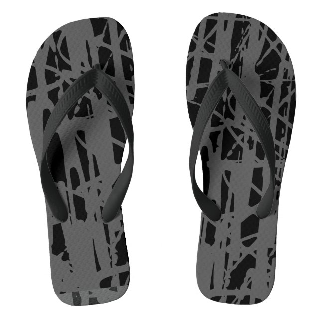 Modern Cute Grey & Black  Flip Flops (Footbed)