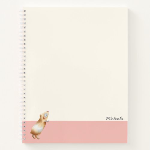 Modern Cute Guinea Pig Illustration Pink Line Notebook