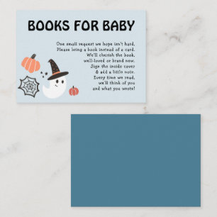 Modern Cute Halloween Books for Baby Boy Shower Enclosure Card