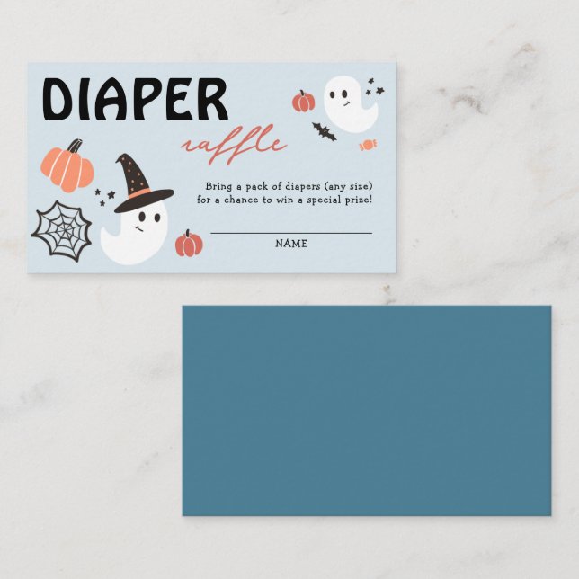 Modern Cute Halloween Diaper Raffle Baby Shower Enclosure Card (Front/Back)