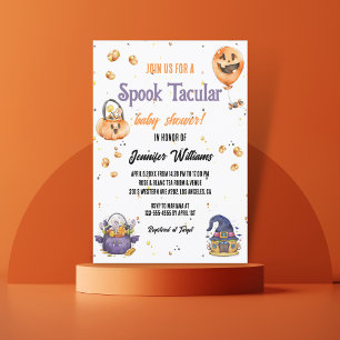 modern cute halloween spook tacular baby shower invitation