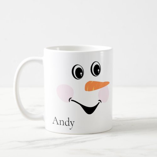 Modern Cute Happy Custom Smiling Snowman face Coffee Mug
