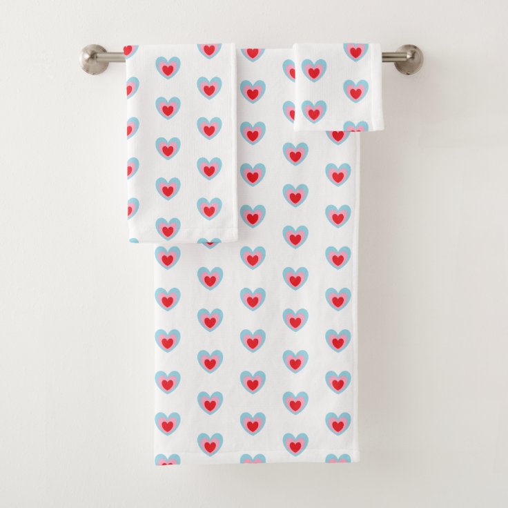 Modern Cute Heart Bath Towel Set Zazzle