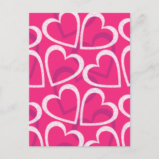 Modern Cute Heart Pattern Love Pink Postcard