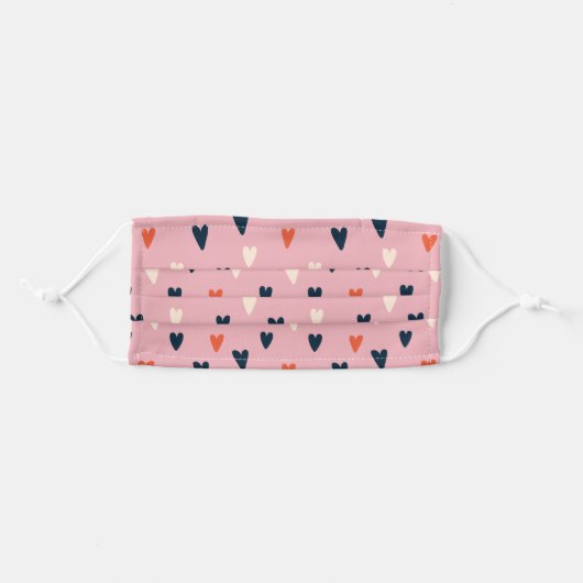 Modern Cute Hearts Pattern Adult Cloth Face Mask (Front, Folded)