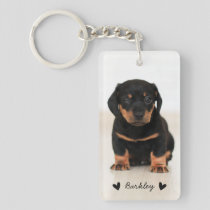 Modern Cute Hearts Personalized Two Photo | Black Keychain