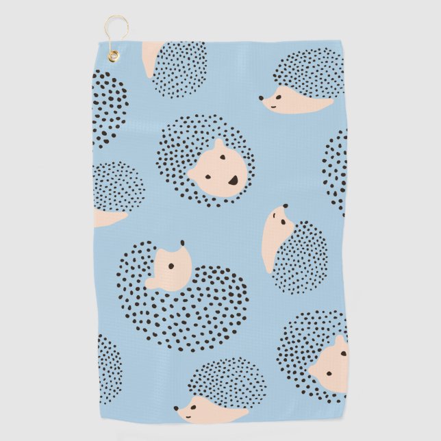 Modern Cute Hedgehog Pattern Golf Towel (Front)