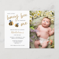 Modern Cute Honey Bee First Birthday Invitation
