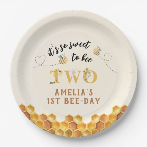 Modern Cute Its so sweet to bee 2nd birthday Paper Plates