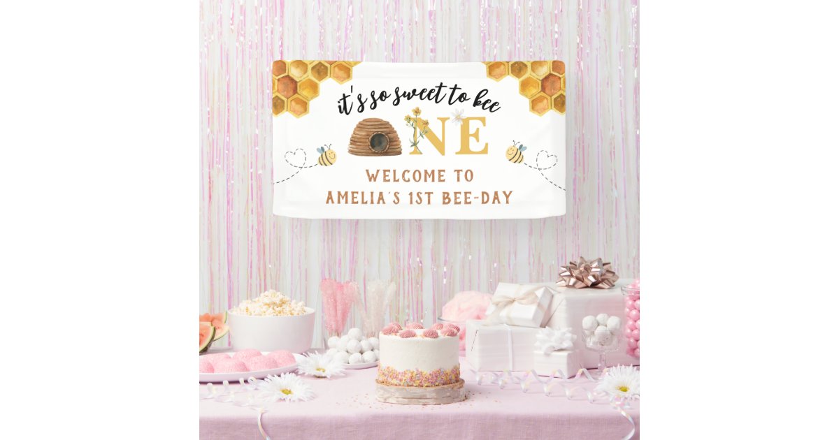 Modern Cute It’s so sweet to bee first birthday Banner | Zazzle