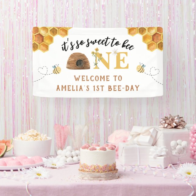 Modern Cute It’s so sweet to bee first birthday Banner (Party)