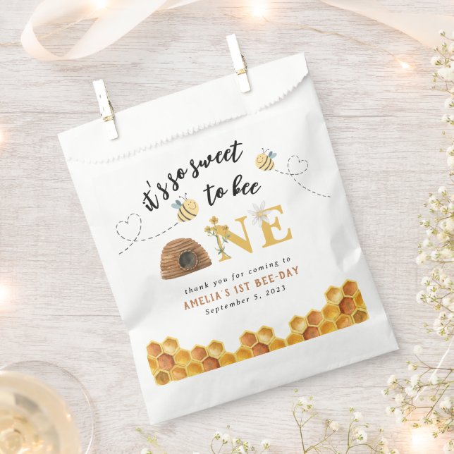 Modern Cute It’s so sweet to bee first birthday Favor Bag (Clipped)