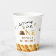 Modern Cute It’s so sweet to bee first birthday Paper Cups
