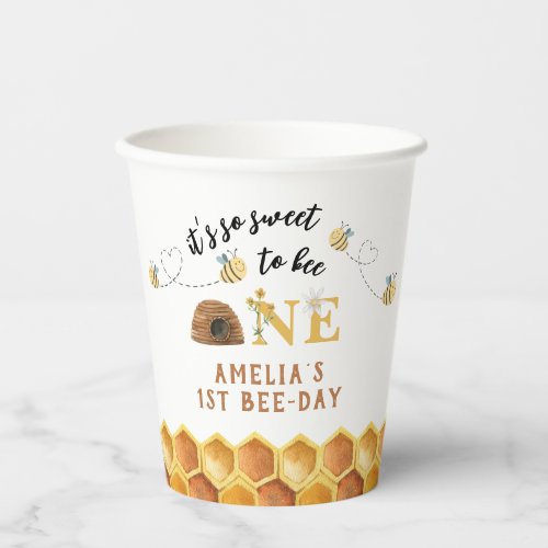 Modern Cute Its so sweet to bee first birthday Paper Cups