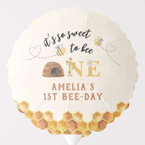 Modern Cute Its so sweet to bee one 1st birthday Balloon