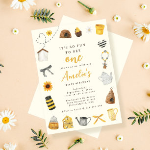 Modern Cute its so fun to bee one 1st birthday Invitation