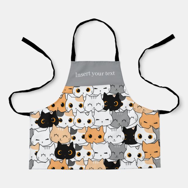 Modern Cute Kawaii Cats Pattern Apron (Front)