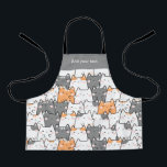 Modern Cute Kawaii Funny Cats Pattern Apron<br><div class="desc">Design is composed of modern kawaii funny cute cats pattern. Add your custom message.</div>