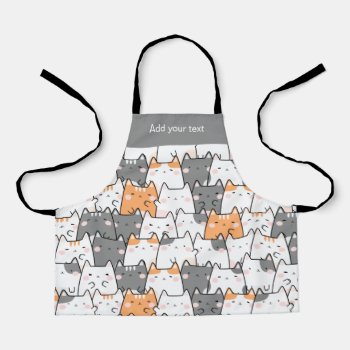 Modern Cute Kawaii Funny Cats Pattern Apron by produkto at Zazzle