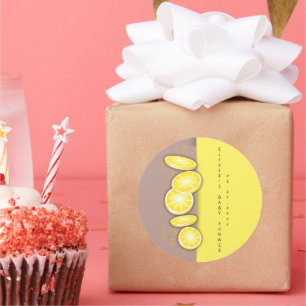 Modern Cute Lemon Slice Sprinkle Baby Shower Classic Round Sticker