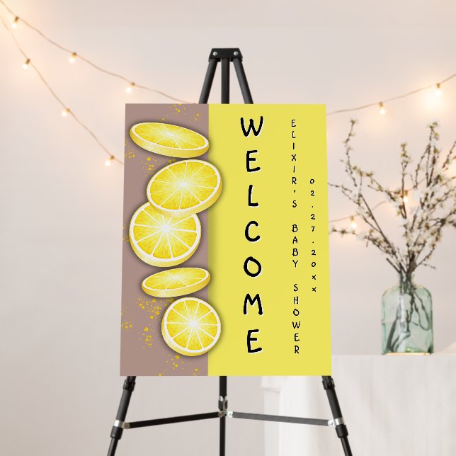 Modern Cute Lemon Slice Sprinkle Baby Shower Foam Board (In Situ (Stand))