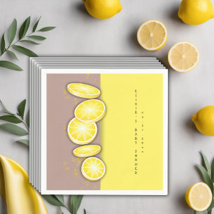 Modern Cute Lemon Slice Sprinkle Baby Shower Napkins