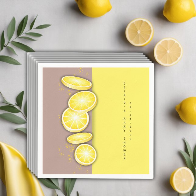 Modern Cute Lemon Slice Sprinkle Baby Shower Napkins (Creator Uploaded)