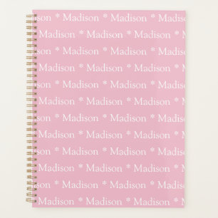 Modern cute light pink custom name pattern planner