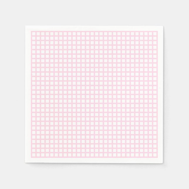 Modern cute light pink white grid pattern girly napkins (Front)
