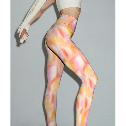 Modern Cute Light Pink Yellow Tie Dye Pattern Leggings