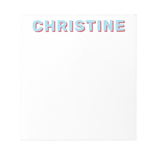 Modern Cute Light Sky Blue Bright Red Kids Teacher Notepad (Front)