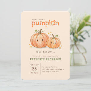 Modern Cute Little Pumpkin Baby Shower Invitation