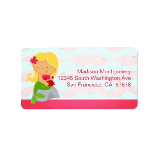 Modern Cute Mermaid Pink Label (Front)