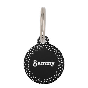 Modern Cute Minimal Unique Puppy Polka Dot  Pet ID Tag
