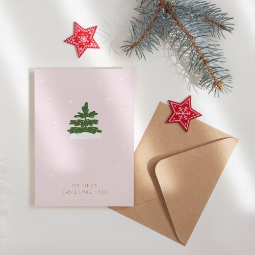 Modern Cute Minimalist Christmas Tree  Holiday Card