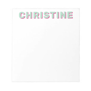 Modern Cute Mint Green Magenta Pink Kids Teacher Notepad