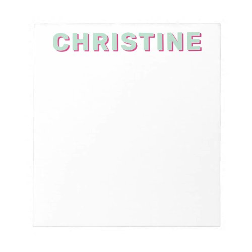 Modern Cute Mint Green Magenta Pink Kids Teacher  Notepad