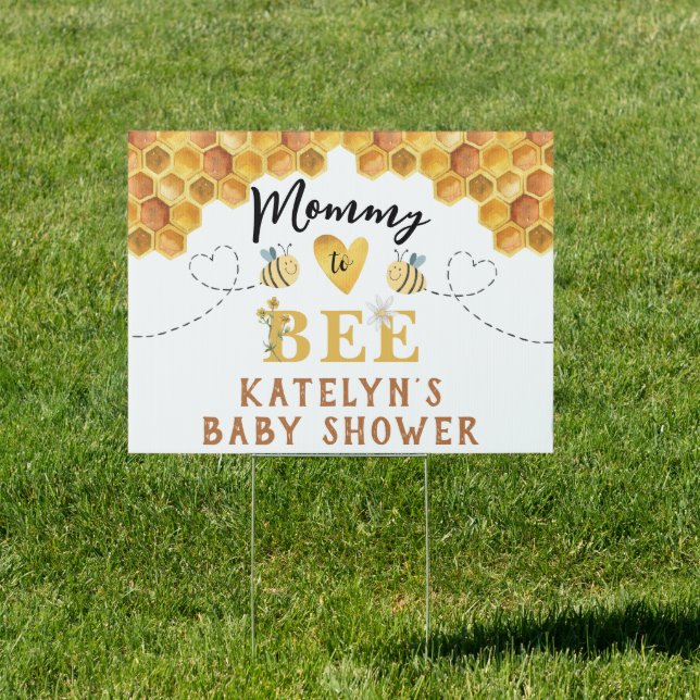 Modern Cute Mommy to Bee Baby Shower Welcome Sign (Insitu)
