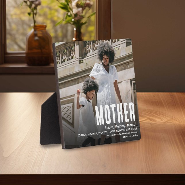 Modern Cute MOTHER Definition & Photo Plaque (Creator Uploaded)