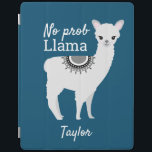 Modern cute NO Prob Llama with name blue iPad Smart Cover<br><div class="desc">Modern Cute NO Prob Llama with Name Blue iPad Smart Cover Add a touch of fun and personality to your iPad with our Modern Cute NO Prob Llama with Name Blue iPad Smart Cover. Featuring a playful llama illustration and the humorous quote "NO prob Llama" set against a dark blue...</div>