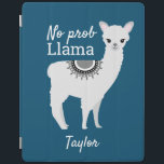 Modern cute NO Prob Llama with name blue iPad Smart Cover<br><div class="desc">Modern Cute NO Prob Llama with Name Blue iPad Smart Cover Add a touch of fun and personality to your iPad with our Modern Cute NO Prob Llama with Name Blue iPad Smart Cover. Featuring a playful llama illustration and the humorous quote "NO prob Llama" set against a dark blue...</div>