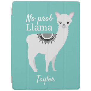 Modern cute NO Prob Llama with name Teal iPad Smart Cover