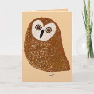 Modern cute northern saw-whet owl holiday card