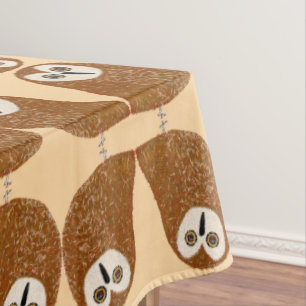 Modern cute northern saw-whet owl tablecloth