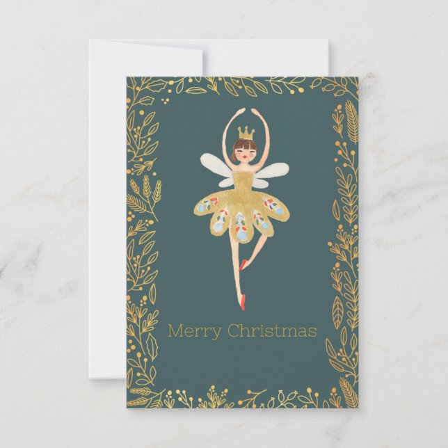Modern Cute Nutcracker Ballet Christmas Card  (Front)
