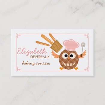 Modern Cute Owl Bakery Baking Courses Business Card by Jujulili at Zazzle