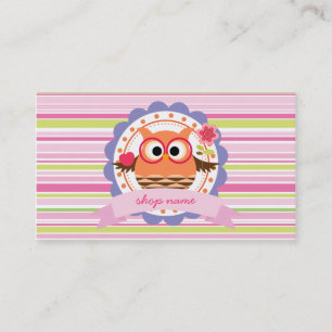 Modern Cute Owl Pattern Personalized Shop Business Card