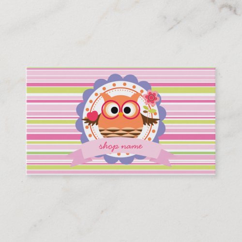 Modern Cute Owl Pattern Personalized Shop Business Card