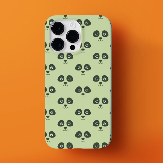 Modern Cute Panda Face Light Green  Case-Mate iPhone Case (Modern cute baby panda iphone case)