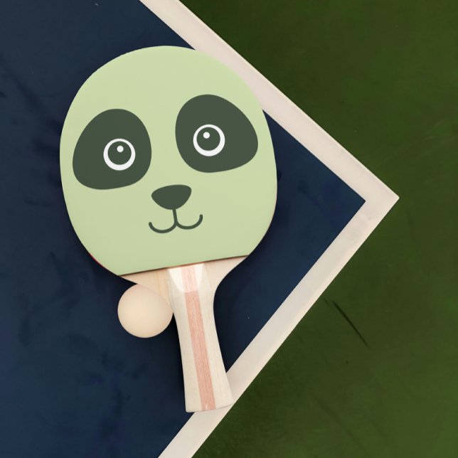 Modern Cute Panda Face Light Green Ping Pong Paddle (Modern cute baby panda face ping pong paddle)